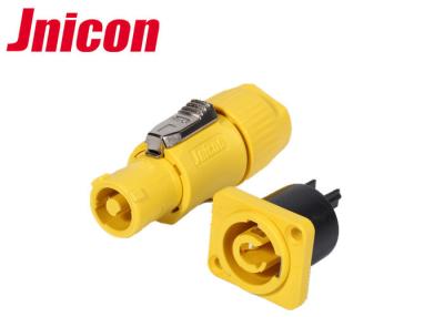 China Powercon Waterproof Plug Socket , Yellow IP44 Waterproof 3 Pin Plug And Socket for sale