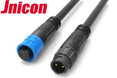 China Jnicon M12 IP68 Waterproof Power Cable Connector Bayonet 2 Pin Black Blue Color for sale