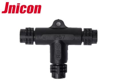 China T Shape Waterproof Data Connector Outdoor 3 Pin IP67 Three - Way Push Locking for sale