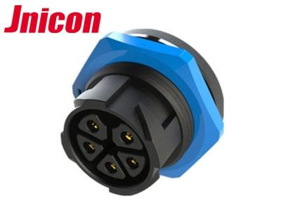 China Circular Waterproof Audio Video Connector Panel Mount 5 Pin Socket Black And Blue for sale