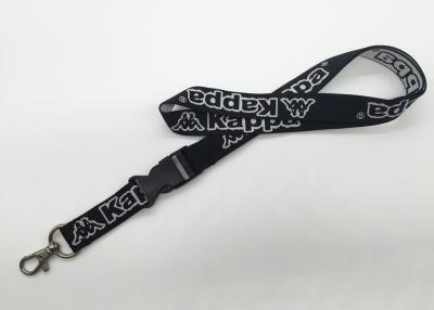 China Kappa Black White Color Custom Woven Lanyards For Any Company Logo for sale