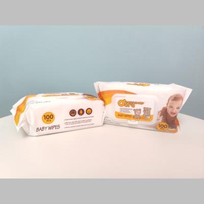 China Natural Care Non-woven Baby Wipes with Plastic Lid and Pure Water Organic Bamboo for sale