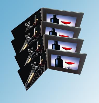 China cartão video do LCD da tela de 155 x de 87mm com o botão Multifunction da impressão a cores 4C à venda