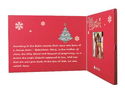 China Beautiful Red 2.4 Inch Custom Video Greeting Cards Brochure For Christmas for sale
