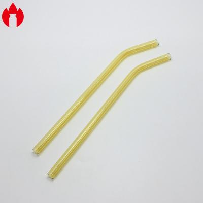 China Yellow High Borosilicate Glass Straw For Tea Or Coffee for sale