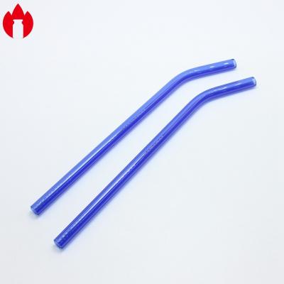 China 8*200mm Blue Color Borosilicate Glass Straw For Drinking for sale