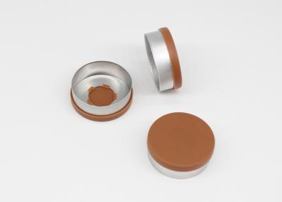 China Customized Logo Flat 28 Mm Cap Strong Security Brown Color For Infusion Bottles for sale
