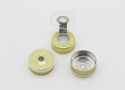 China 20mm Transparent Golden Aluminium Vial Seals , Medicinal Aluminum Crimp Seals for sale