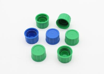 China 18 Teeth PP Material Plastic Screw Caps Blue / Green Color With Inner Plug for sale