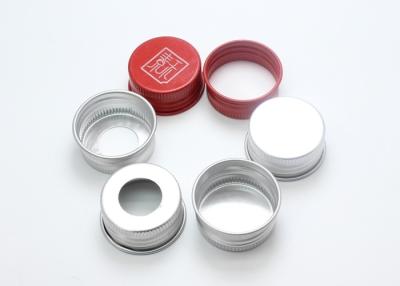 China 28mm Silver / Red Aluminium Screw Caps High Durability For Screw Bottle for sale