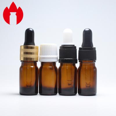 China Amber Glass 5ml Essential Oil Bottles With Dropper Cap for sale