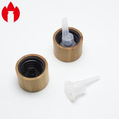 China 18mm Bamboo Threaded Plastic Screw Caps For Essential Oil Bottle for sale