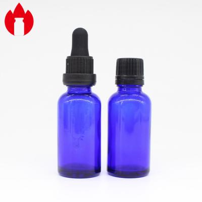 China 30ml Blue Essential Oil Glass Vial With Dropper Caps for sale