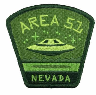 China Blue Merrow Border Embroidered Sew On Patch Area 51 Nevada UFO Alien Travel Patch for sale