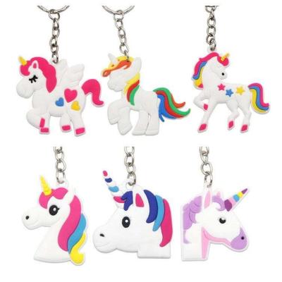 China PVC Rubber Unicorn Soft Toy Keychain PMS Color Custom Size Four Link Attachment for sale