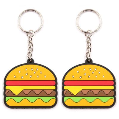 China Soft Cute Burger PVC Key Chain 2D 3D Promotion Gift Mini Food Keychain for sale