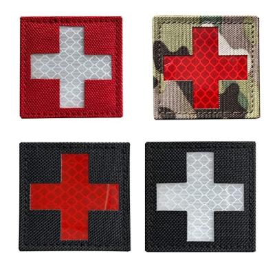 China Cross Military Medical Rescue IR Reflective Badges Morale Tactical Patches for sale