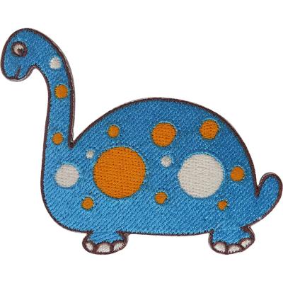 China Cloth T Shirt Dinosaur Iron On Badge Twill Fabric Background Embroidered Triceratops for sale