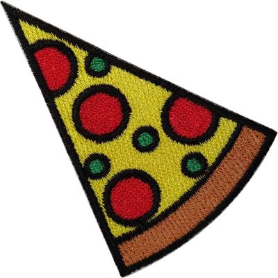 China Pizza Jeans Embroidered Badge Embroidery Applique Iron / Sew On Clothes / Bag for sale
