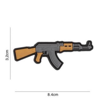 China 2D / 3D Custom Rubber PVC Patches AK 47 Kalashnikov Iron On Clothing Label for sale