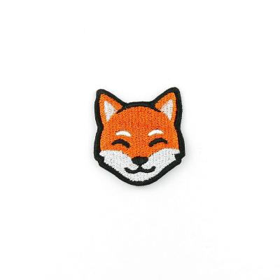 China Cute Little Fox Animal Iron On Patches Merrow Border Embroidered Badge Patch for sale