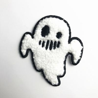 China Custom Chenille Embroidery Patches Ghost Shape Patch Pantone Color for sale