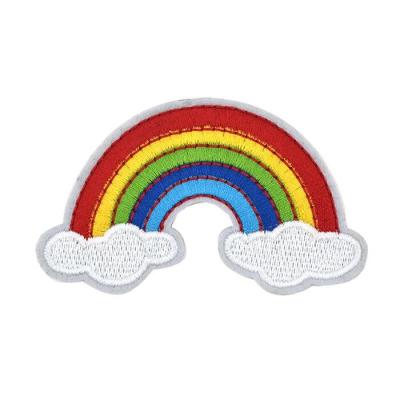 China Twill Fabric Rainbow Iron On Patch Sew On Rainbow Embroidered Patch for sale