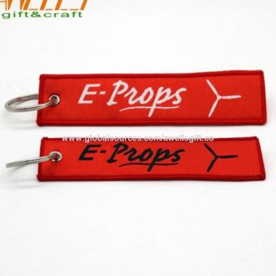 China durable Custom Woven Keychain Promotional Polyester Fabric Tag Keychain for sale