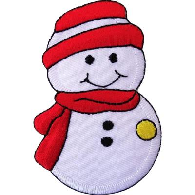 China Christmas Snowman Custom Embroidered Patch Iron / Sew On Decoration XMAS Applique Badge for sale
