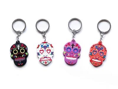 China Skull Custom Logo Keychain Four Link PVC Rubber Keychain Inspired Key for sale