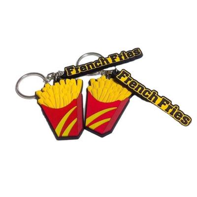 China Eco Friendly PVC Key Chain American/Paris Souvenir Crafts French Fries Shaped 3D Embossed for sale