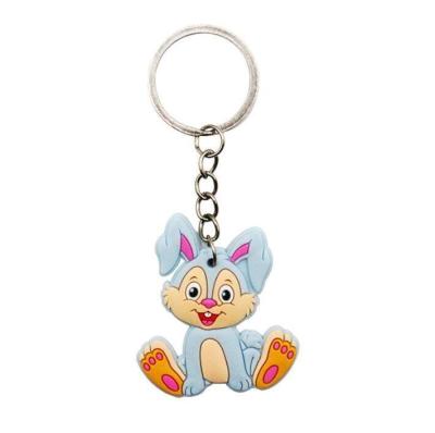 China Cartoon Custom PVC Keychain Farm Animal Rabbit Cute Rubber Key Chain à venda