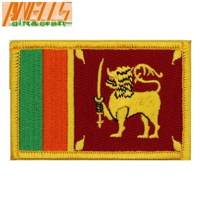 中国 Sri Lanka International Country Flag Patch Sinhalese Ceylon Lion Embroidered Applique Iron-on Tactical Morale Patch 販売のため