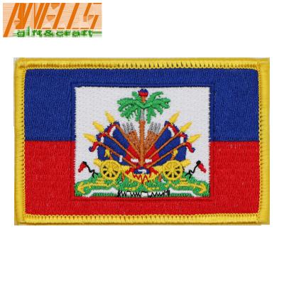 China Haiti Flag Embroidered Patch Haitian Country Flag Embroidered Blazer Badge Patch Sew Iron On à venda