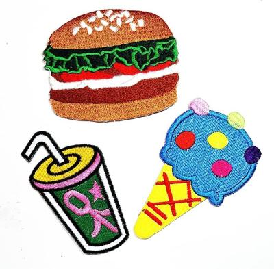 China 3x2inch Iron On Embroidery Patch Food Snack Shape For Jackets T Shirt for sale