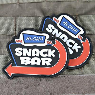 China Custom Made PVC Iron On Patch Aloha Snack Bar PVC Morale Patches for sale