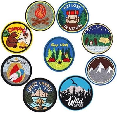 China Clothing Decoration Round Embroidery Patch Wild Flower Camp Painting for sale