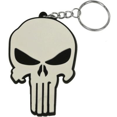China Custom Rubber PVC Keychain Promotional Gift Marvel Punisher Logo Soft Touch for sale