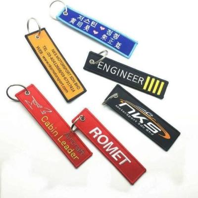 China Customized Shape Embroidery Key Tag Keychain Keyring Twill Fabric For Promotion Gift for sale
