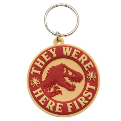 China Jurassic World Soft PVC Key Chain Custom Rubber Keychain With Ring Attachment for sale