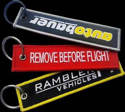 China Custom Remove Before Flight Keychain Handmade Embroidered Keychain Durable for sale