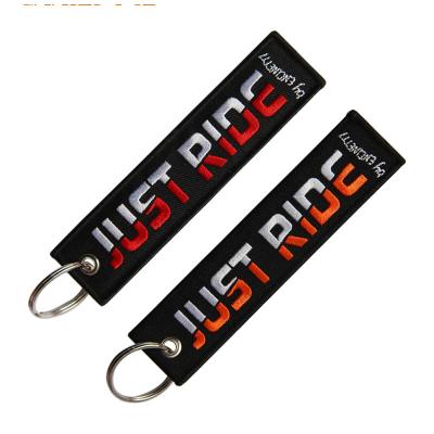 China PMS Color Embroidered Keychain Tag 150*25MM Personalized Embroidered Keychains for sale