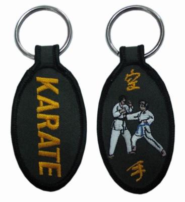 China Lightweight Embroidered Fabric Keychain Fade Proof Custom Shape And Logo for sale
