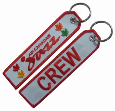 China Flight Logo Embroidered Key Rings Pilot Cabin Crew Embroidered Name Keychain for sale