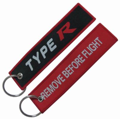 China Flat Appearance Motorcycle Fabric Keychain Embroidered Name Keychain for sale