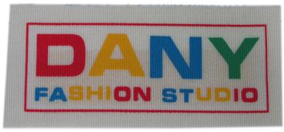 China Washable Colorful Woven Logo Labels Ultrasonic Cut Smooth Appearance for sale