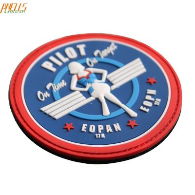China Brand Name Morale PVC Patch Round Colorful Embossed 3D PVC Logo Patch for sale