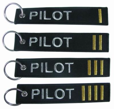 China Metallic Gold Pilot Embroidered Fabric Keychain 100% polyester  Eco - friendly for sale
