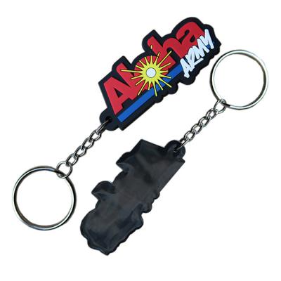 China Letters Pattern Unbreakable 2D Soft PVC Keychain for sale
