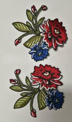 China Iron On Backing Merrow Border Twill Fabric Flower Embroidery Badge for sale